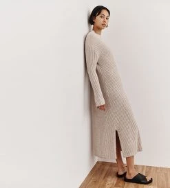 Assembly Label | Wool Cashmere Rib Dress | Oat Marle Fashion + Beauty