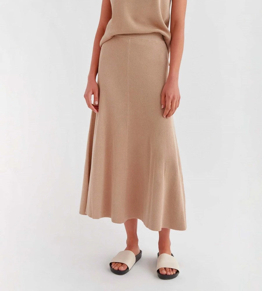 Fashion + Beauty Assembly Label | Ainsley Knit Skirt | Almond