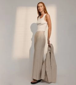 Assembly Label | Ari Wide Leg Linen Pant | Oat