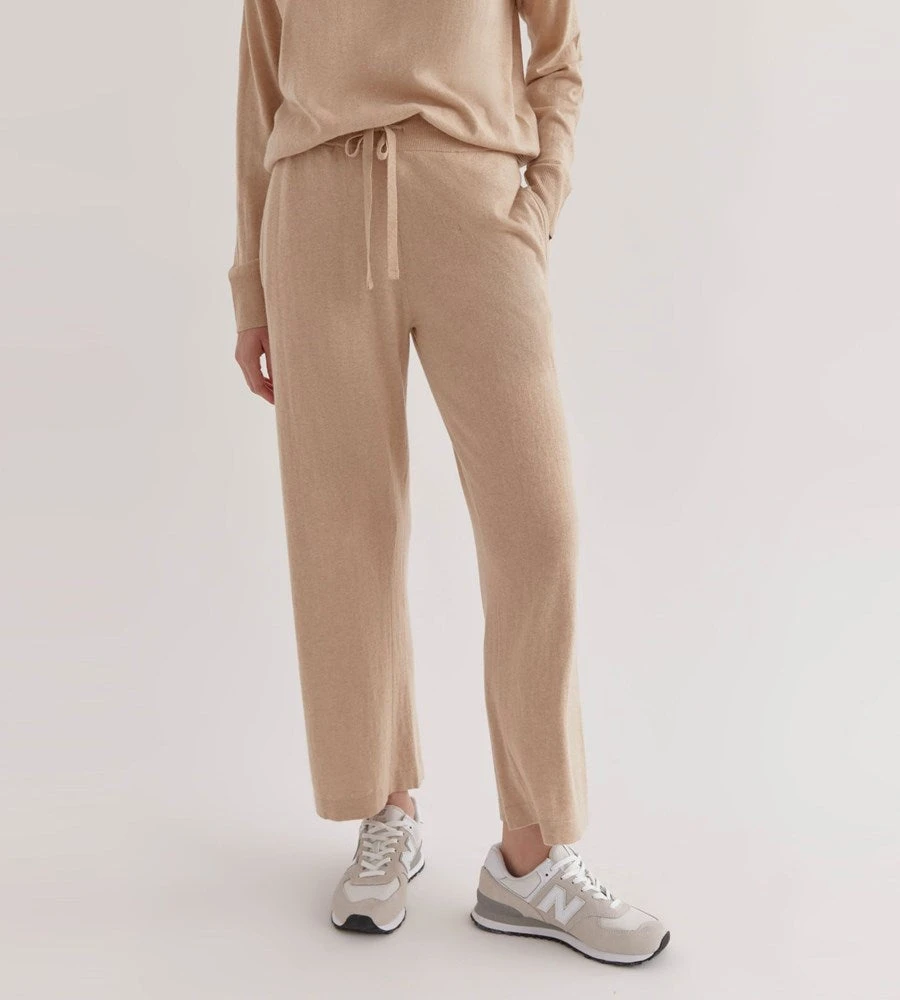 Assembly Label | Cotton Cashmere Lounge Wide Leg Pant | Oat Marle