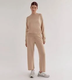 Assembly Label | Cotton Cashmere Lounge Wide Leg Pant | Oat Marle