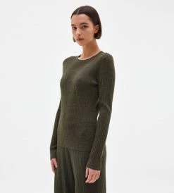Assembly Label | Ella Long Sleeve Knit | Dark Olive Marle