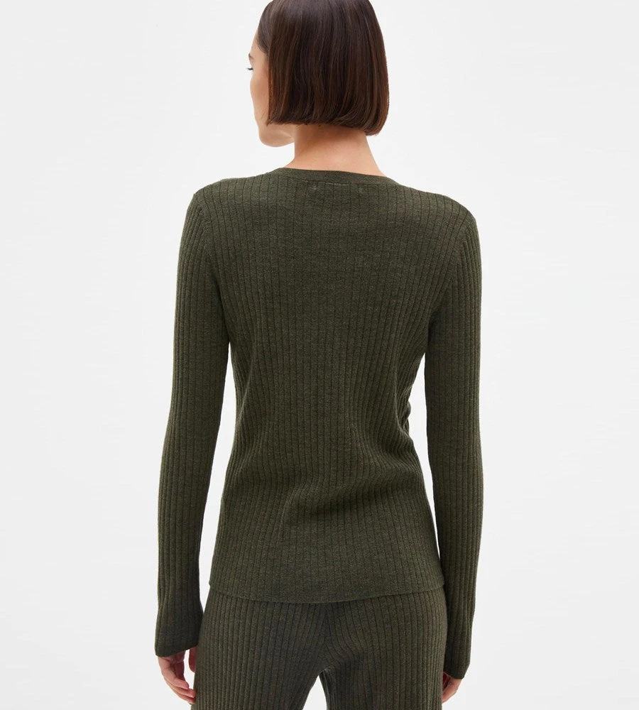 Assembly Label | Ella Long Sleeve Knit | Dark Olive Marle