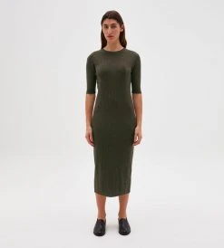 Assembly Label | Ella Midi Dress | Dark Olive Marle