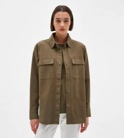 Assembly Label | Hana Twill Overshirt | Dark Olive