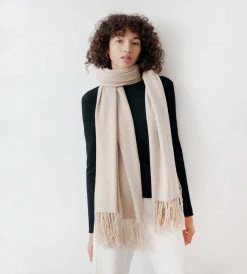 New In Fashion Assembly Label | Longline Wool Scarf | Almond Marle