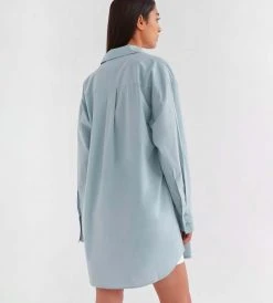Assembly Label | Riley Poplin Long Sleeve Shirt | Aqua Blue New In Fashion
