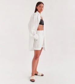 Assembly Label | Riley Poplin Long Sleeve Shirt | White Fashion + Beauty