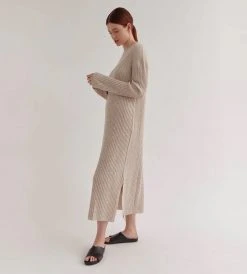 Assembly Label | Wool Cashmere Rib Dress | Oat Marle Fashion + Beauty