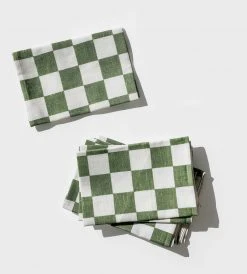 Bonnie And Neil | Small Checkers Thyme | Set Of 6 Napkins