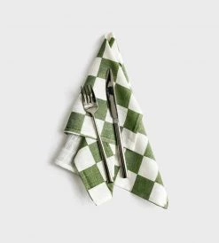 Bonnie And Neil | Small Checkers Thyme | Set Of 6 Napkins