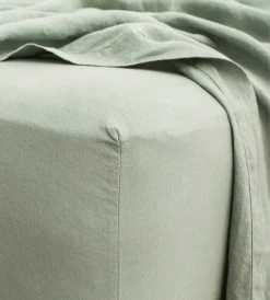 Homewares Cultiver | Linen Fitted Sheet | Sage