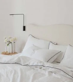 Cultiver | Linen Duvet Cover Set | White / Navy Piped Homewares