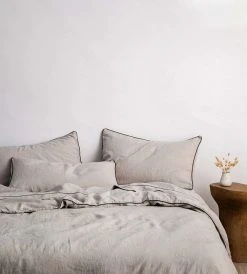 Cultiver | Linen Duvet Cover | Smoke / Slate Piped