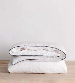 Homewares Cultiver | Linen Duvet Cover | White / Navy Piped