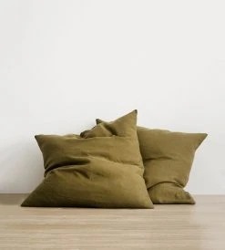 Cultiver | Linen European Pillowcase Pair | Olive Homewares