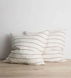 Cultiver | Linen European Pillowcase Pair | Cedar Stripe Homewares
