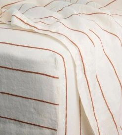 Cultiver | Linen Fitted Sheet | Cedar Stripe Homewares