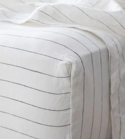 Cultiver | Linen Fitted Sheet | Pencil Stripe Homewares