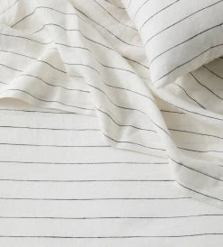 Cultiver | Linen Fitted Sheet | Pencil Stripe Homewares