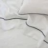Cultiver | Linen Flat Sheet | White / Navy Piped Homewares
