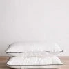 Cultiver | Linen Pillowcase Pair | White / Navy Piped