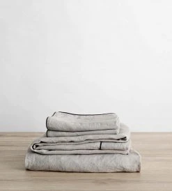 Homewares Cultiver | Linen Sheet Set | Smoke / Slate Piped