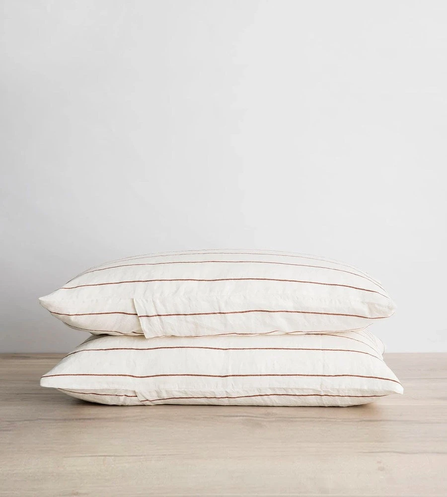 Homewares Cultiver | Linen Pillowcase Pair | Cedar Stripe