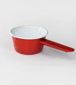 Falcon Enamelware Deluxe Enamel Milk Pan | Red & White