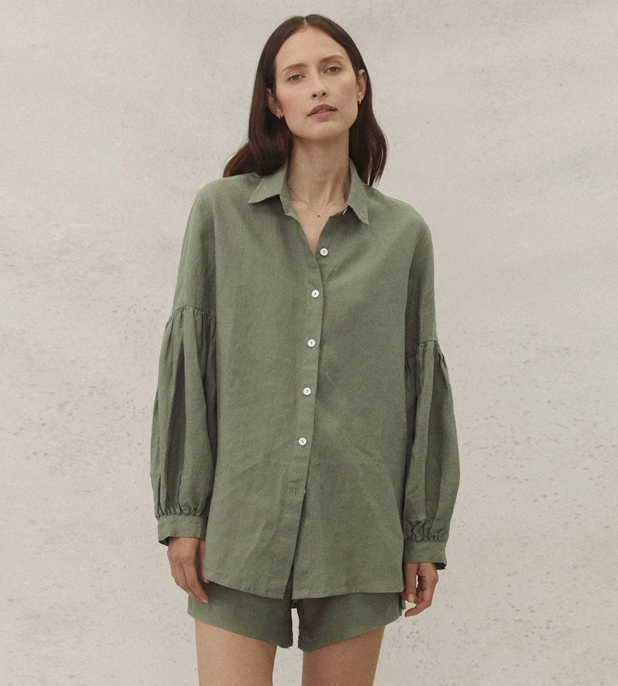 Fashion + Beauty Des Sen | Corbusier Long Sleeve Shirt | Khaki