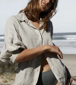 Fashion + Beauty Des Sen | Corbusier Short Sleeve Shirt | Stone