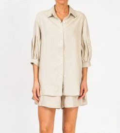 Fashion + Beauty Des Sen | Corbusier Short Sleeve Shirt | Stone