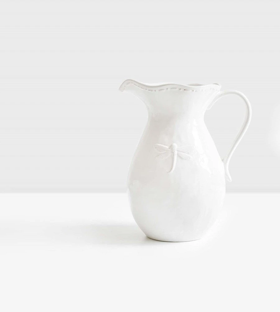 Father Rabbit Living Homewares Dragonfly Stoneware | White Jug