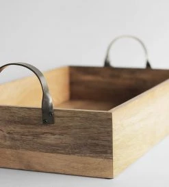 Father Rabbit Living Homewares Ploughmans Rectangle Tray With Iron Handles | Small