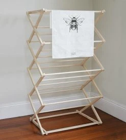 Father Rabbit Goods Father Rabbit | Wooden Clothes Drying Rack With Built In Top Rack