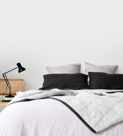 Father Rabbit Limited Father Rabbit | Quilted Blanket | Charcoal & Pinstripe Homewares