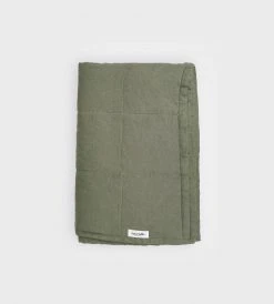 Father Rabbit Limited Father Rabbit | Quilted Blanket | Khaki & Pinstripe Homewares