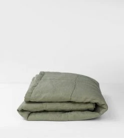 Father Rabbit Limited Father Rabbit | Quilted Blanket | Khaki & Pinstripe Homewares