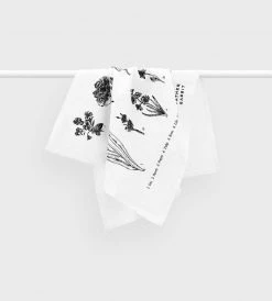 Father Rabbit Limited Homewares Father Rabbit | Vintage Floral Linen Tea Towel | Cream