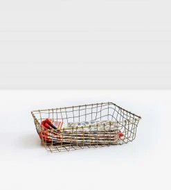 New In Home Fog Linen | Brass Basket