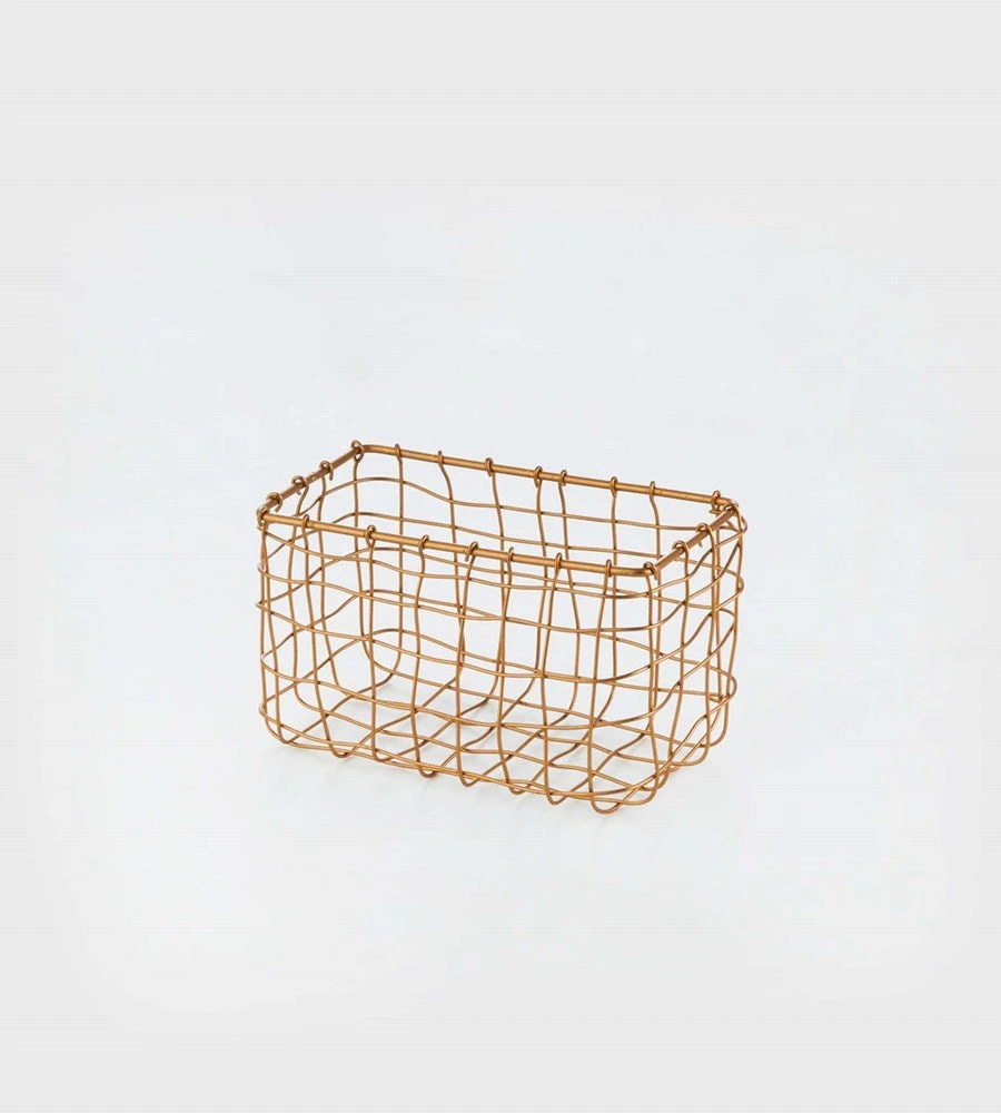 Fog Linen | Brass Basket Rectangle Homewares
