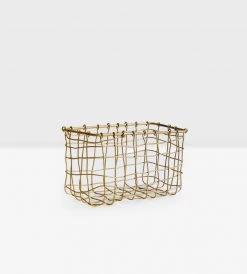 Fog Linen | Brass Basket Rectangle Homewares