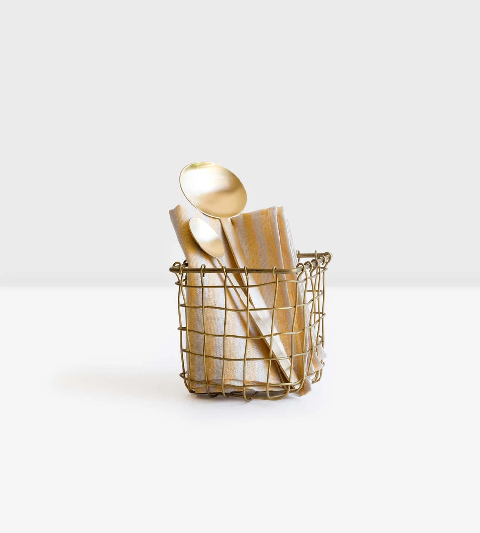 Fog Linen | Brass Basket Square