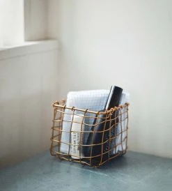 Fog Linen | Brass Basket Square
