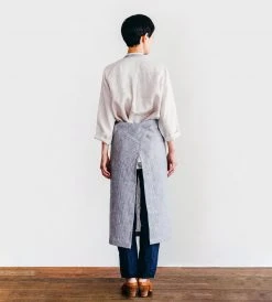 Fog Linen | Full Apron | Grey White Stripe