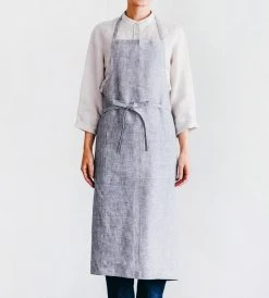 Fog Linen | Full Apron | Grey White Stripe