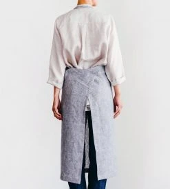 Fog Linen | Full Apron | Grey White Stripe