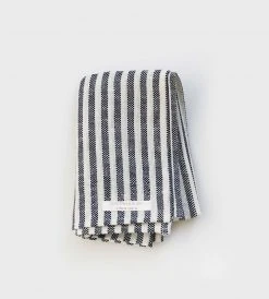 Homewares Fog Linen | Linen Chambray Towel | Navy Stripe