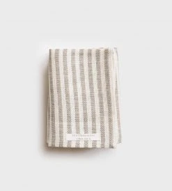 Fog Linen | Linen Chambray Towel | White Stripe