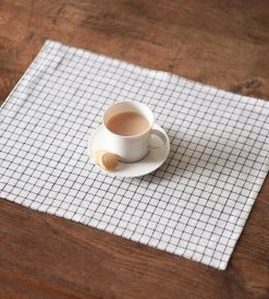 Homewares Fog Linen Napkin | Jenn Bistro Cream & Navy Blue Check